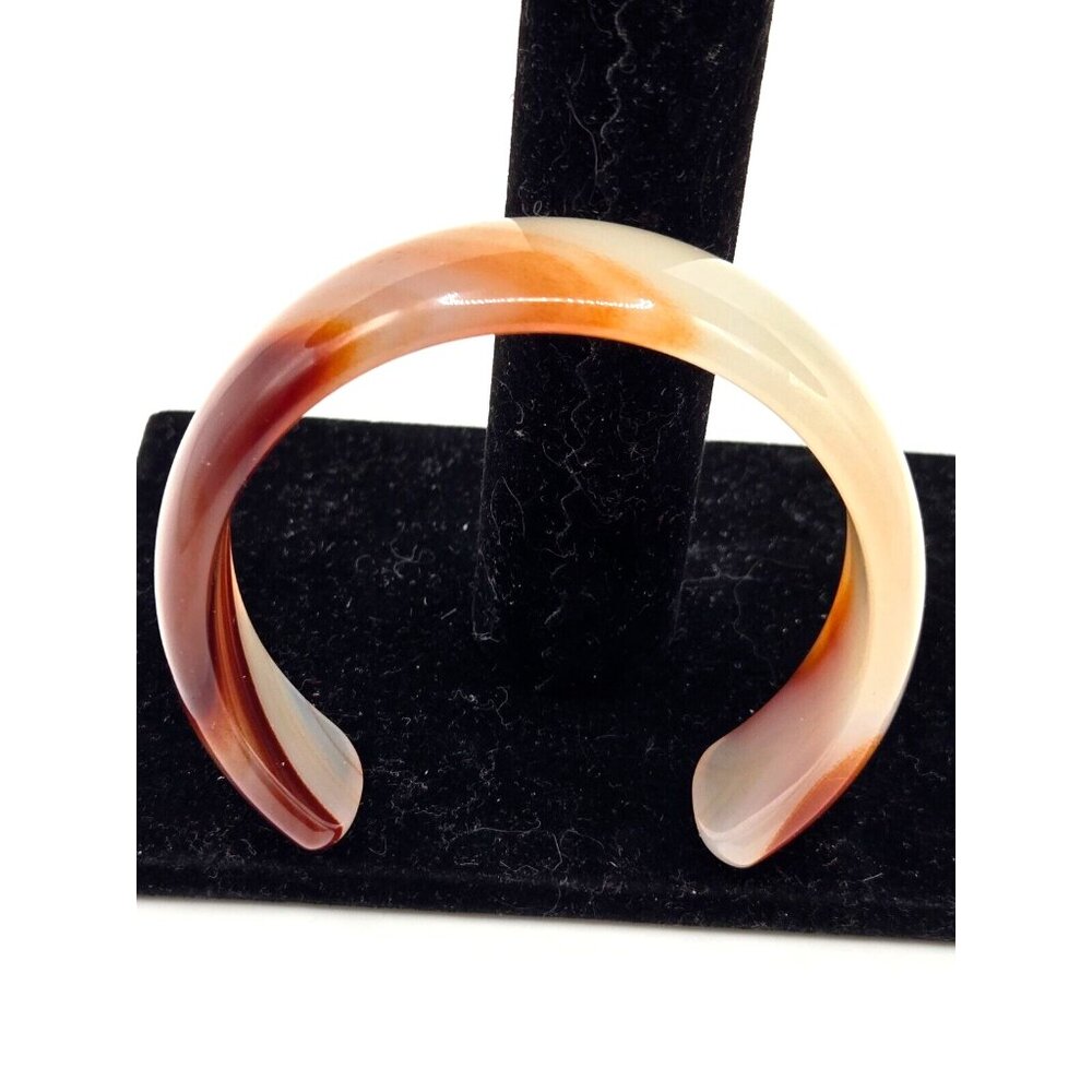Vintage Natural Agate Cuff Bracelet in beautiful Satin Box 33g 6 inches - Picture 5 of 6